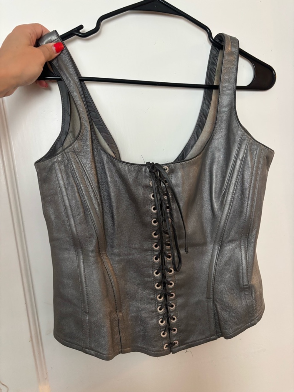 Vintage Uroborus Studios gigi clark Real Metalic Leather Corset M